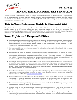2013-2014 FINANCIAL AID AWARD LETTER GUIDE