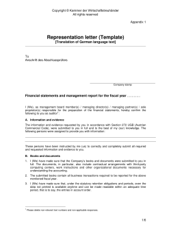Representation letter (Template)  [Translation of German language text]