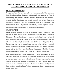 APPLICATION FOR POSITION OF POLICE OFFICER INSTRUCTIONS - PLEASE READ CAREFULLY