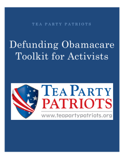 Defunding Obamacare Toolkit for Activists Summer 2013