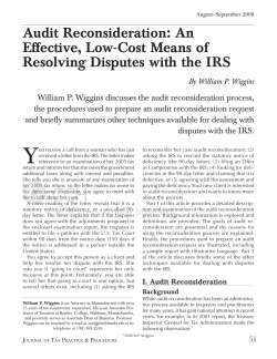 Audit Reconsideration: An Effective, Low-Cost Means of Resolving Disputes with the IRS