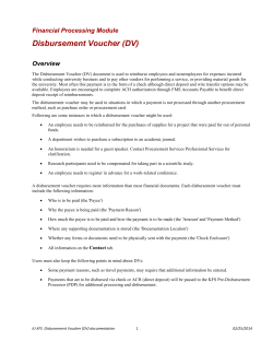 Disbursement Voucher (DV) Financial Processing Module Overview