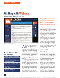 Writing with  Weblogs Reinventing Student Journals
