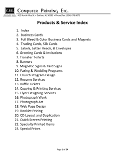 Computer Printing Etc. Products &amp; Service Index
