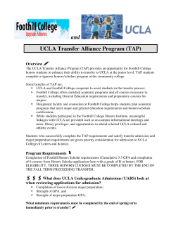 and UCLA Transfer Alliance Program (TAP)  Overview