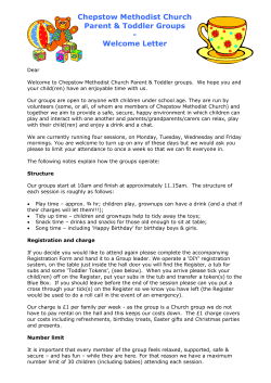 Chepstow Methodist Church Parent &amp; Toddler Groups - Welcome Letter