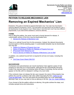 Mechanics’ Lien Removing an Expired PETITION TO RELEASE MECHANICS’ LIEN