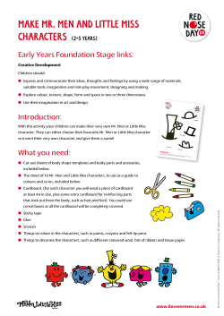 Make Mr. Men and Little Miss characters Early Years Foundation Stage links: