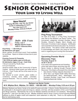 Senior Connection Your Link to Living Well New Hours!