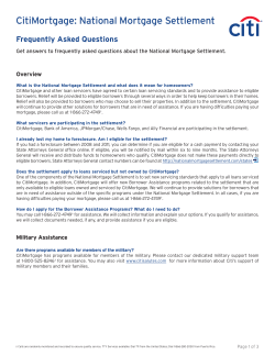 CitiMortgage: National Mortgage Settlement Frequently Asked Questions Overview