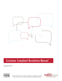Customer Complaint Resolution Manual September 2013