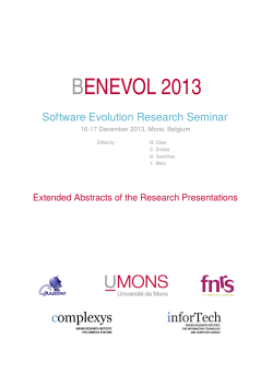 B ENEVOL 2013 Software Evolution Research Seminar Extended Abstracts of the Research Presentations