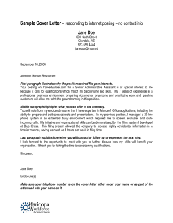 Sample Cover Letter – Jane Doe
