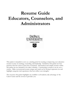 Resume Guide Educators, Counselors, and Administrators