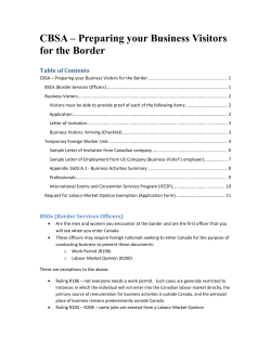 CBSA – Preparing your Business Visitors for the Border Table of Contents