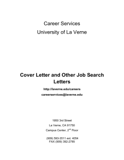 Career Services University of La Verne Cover Letter and Other Job Search