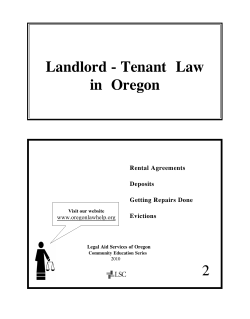 Landlord - Tenant  Law in  Oregon 2 Rental Agreements