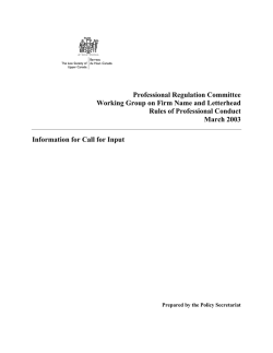 Professional Regulation Committee Working Group on Firm Name and Letterhead