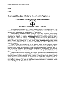 Brookwood High School National Honor Society Application  Name _____________________________________ E-mail _____________________________________