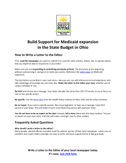 Build Support for Medicaid expansion in the State Budget in Ohio
