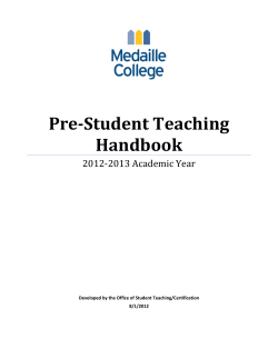 Pre-Student Teaching Handbook 2012-2013 Academic Year