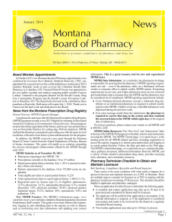 News Montana Board of Pharmacy January 2014