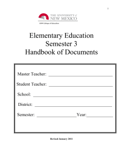 Elementary Education Semester 3 Handbook of Documents