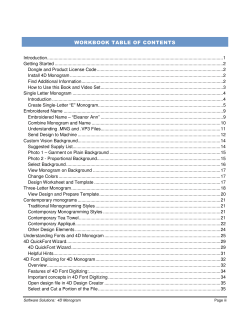 WORKBOOK TABLE OF CONTENTS