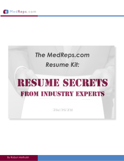 Resume Secrets The MedReps.com Resume Kit: