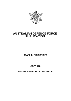 AUSTRALIAN DEFENCE FORCE PUBLICATION STAFF DUTIES SERIES ADFP 102