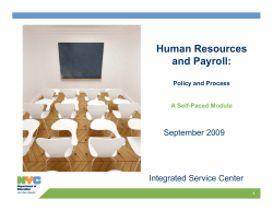 Human Resources and Payroll: y September 2009