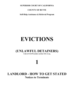 EVICTIONS  1 (UNLAWFUL DETAINERS)