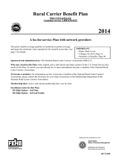 2014 Rural Carrier Benefit Plan A fee-for-service Plan with network providers