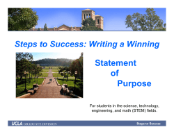 Statement of Purpose Steps to Success: Writing a Winning
