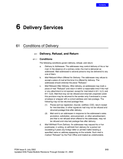 6 Delivery Services 61 Conditions of Delivery Delivery, Refusal, and Return
