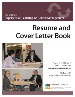 Resume and Cover Letter Book Experiential Learning &amp; Career Management