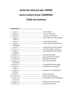 Ketuvim Ahavah min YHWH (Love Letters from YAHWEH) Table of contents