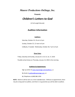 Children’s Letters to God  Maurer Productions OnStage, Inc. Audition Information  Presents 