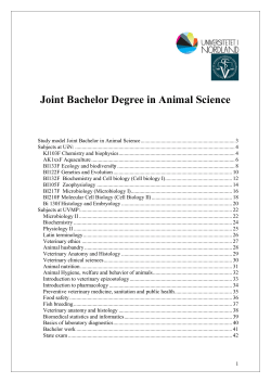 Joint Bachelor Degree in Animal Science