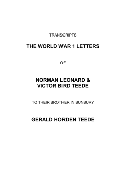 THE WORLD WAR 1 LETTERS NORMAN LEONARD &amp; VICTOR BIRD TEEDE