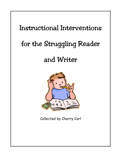Instructional Interventions for the Struggling Reader and Writer