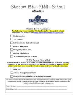 Shadow Ridge Middle School Athletics  Online Form Checklist