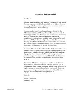 A Letter from the Editor-in-Chief