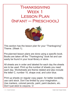 Thanksgiving Week 1 Lesson Plan (Infant – Preschool)