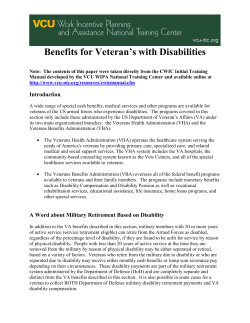 Benefits for Veteran’s with Disabilities