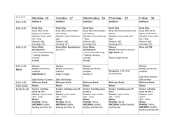 Monday- 26 Tuesday-  27 Friday-   30