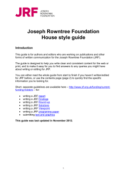 Joseph Rowntree Foundation House style guide  Introduction
