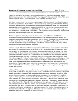 Berkshire Hathaway Annual Meeting 2014  May 3, 2014