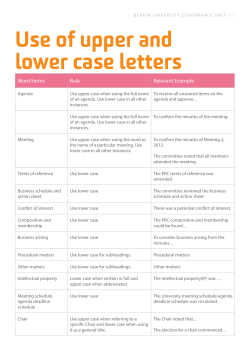 Use of upper and lower case letters Word/terms Rule
