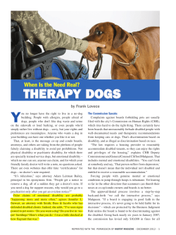 Y THERAPY DOGS When Is the Need Real?